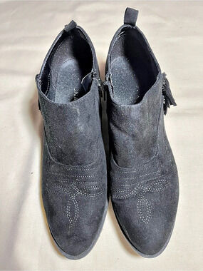 Arizona Bellow Black Pointed Toe Fringed Ankle Boots US 8.5